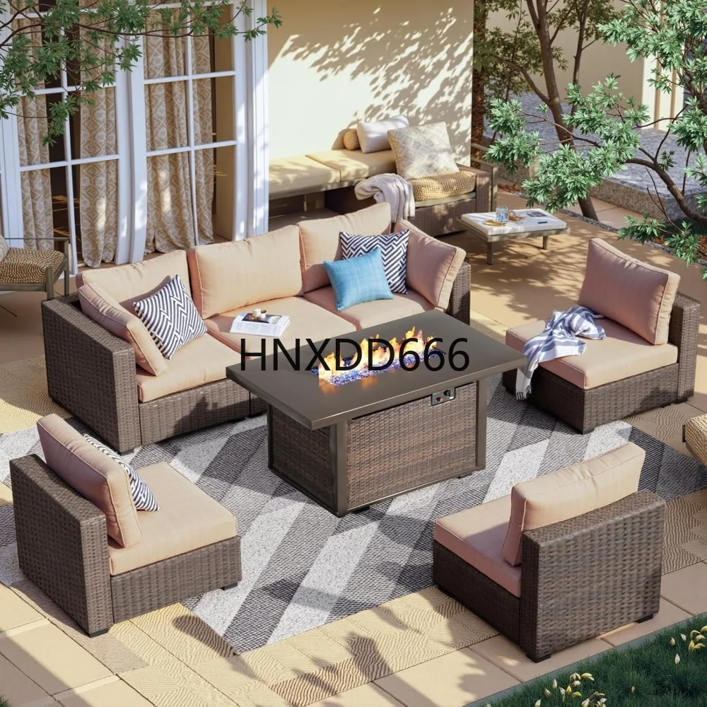 Outdoor Furniture Set With Fire Pit - 7피스 파티오 가구 세트 (화덕 테이블