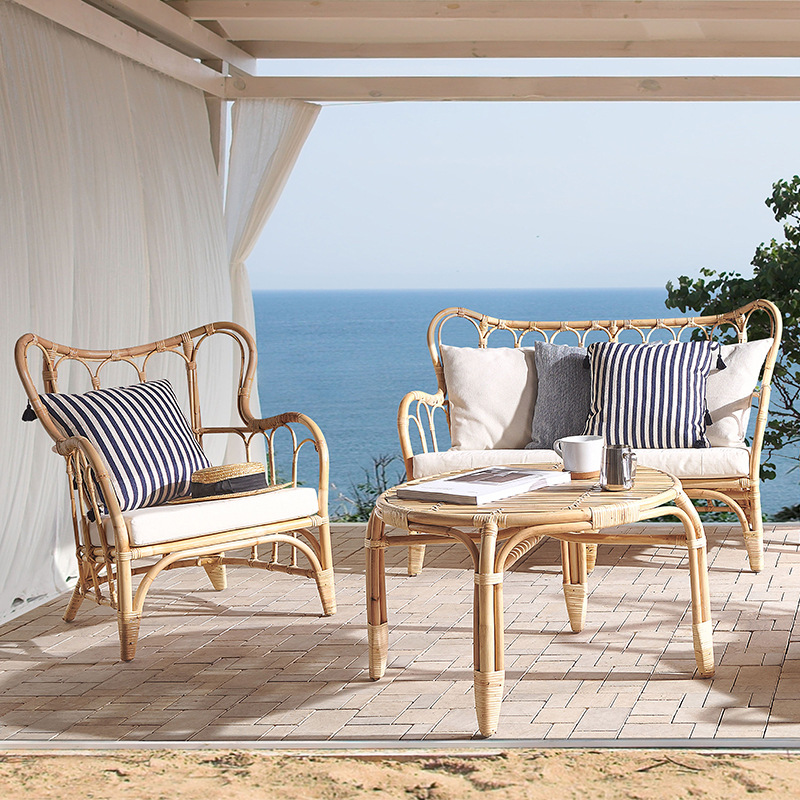 Outdoor Furniture Indonesia - 천연 라탄 소파 야외용 더블 라탄