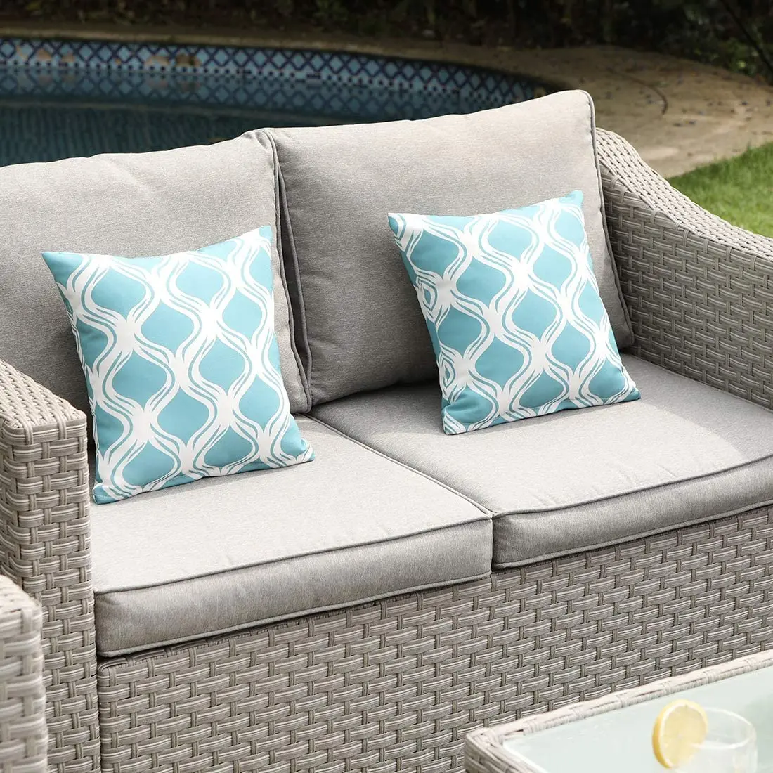 Outdoor Furniture Set With Fire Pit - 야외 가구 5피스 위커 섹셔널 소파