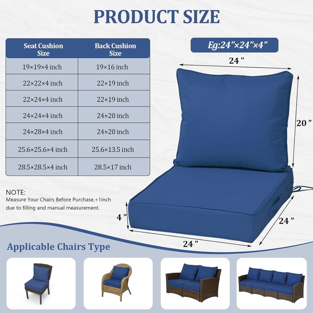 24x24 야외용 딥 시트 쿠션 4개 세트, 야외 가구 - Outdoor Furniture Cushions 리뷰 및 가격