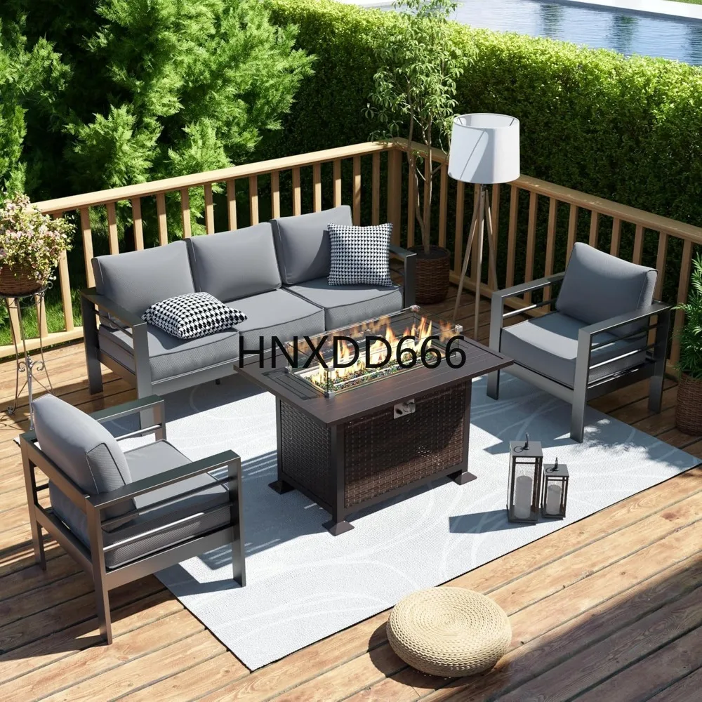 파티오 가구 세트 (화덕 테이블 포함), 6피스 알루미 - Outdoor Furniture Set With Fire Pit 리뷰 및 가격