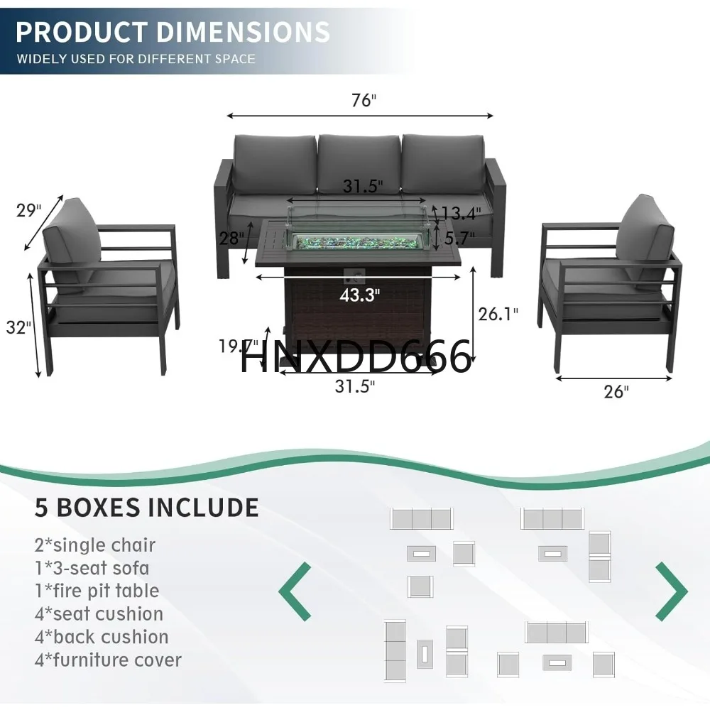 파티오 가구 세트 (화덕 테이블 포함), 6피스 알루미 - Outdoor Furniture Set With Fire Pit 리뷰 및 가격