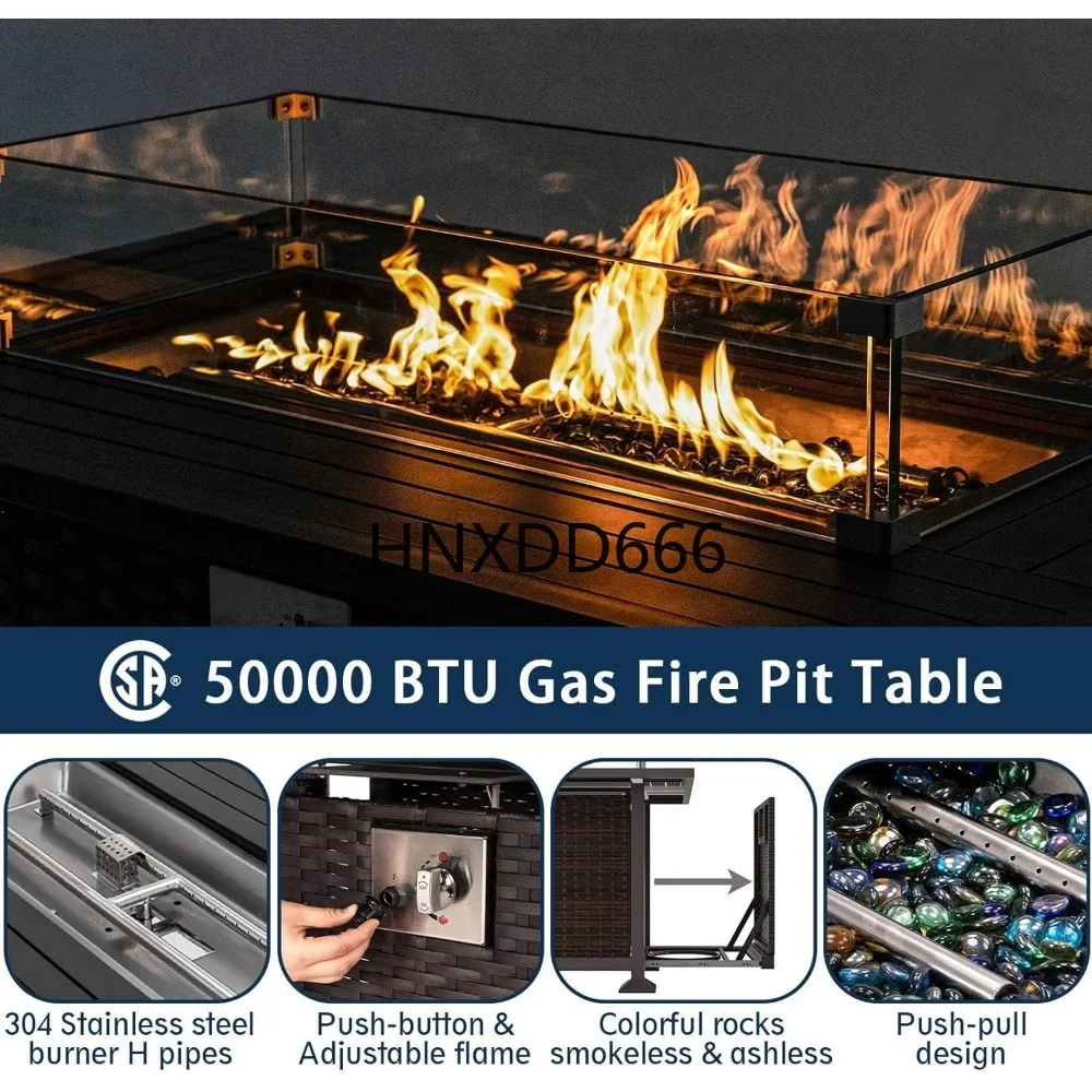 파티오 가구 세트 (화덕 테이블 포함), 6피스 알루미 - Outdoor Furniture Set With Fire Pit 리뷰 및 가격