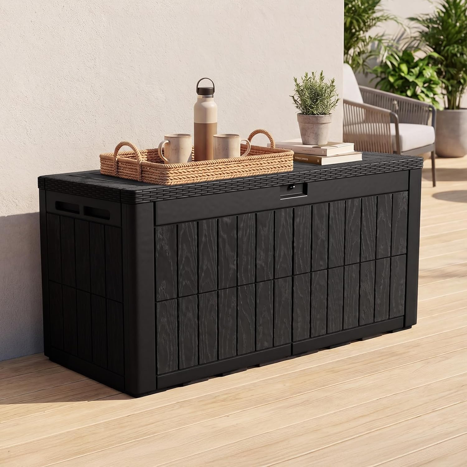 120갤런 레진 데크 박스, 내후성 방수 야외 보관 벤 - Outdoor Furniture For Pool 리뷰 및 가격