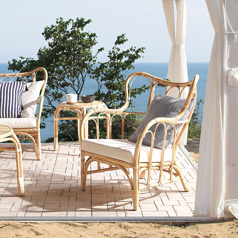 천연 라탄 소파 야외용 더블 라탄 의자 인스풍 안뜰 레 - Outdoor Furniture Indonesia 리뷰 및 가격
