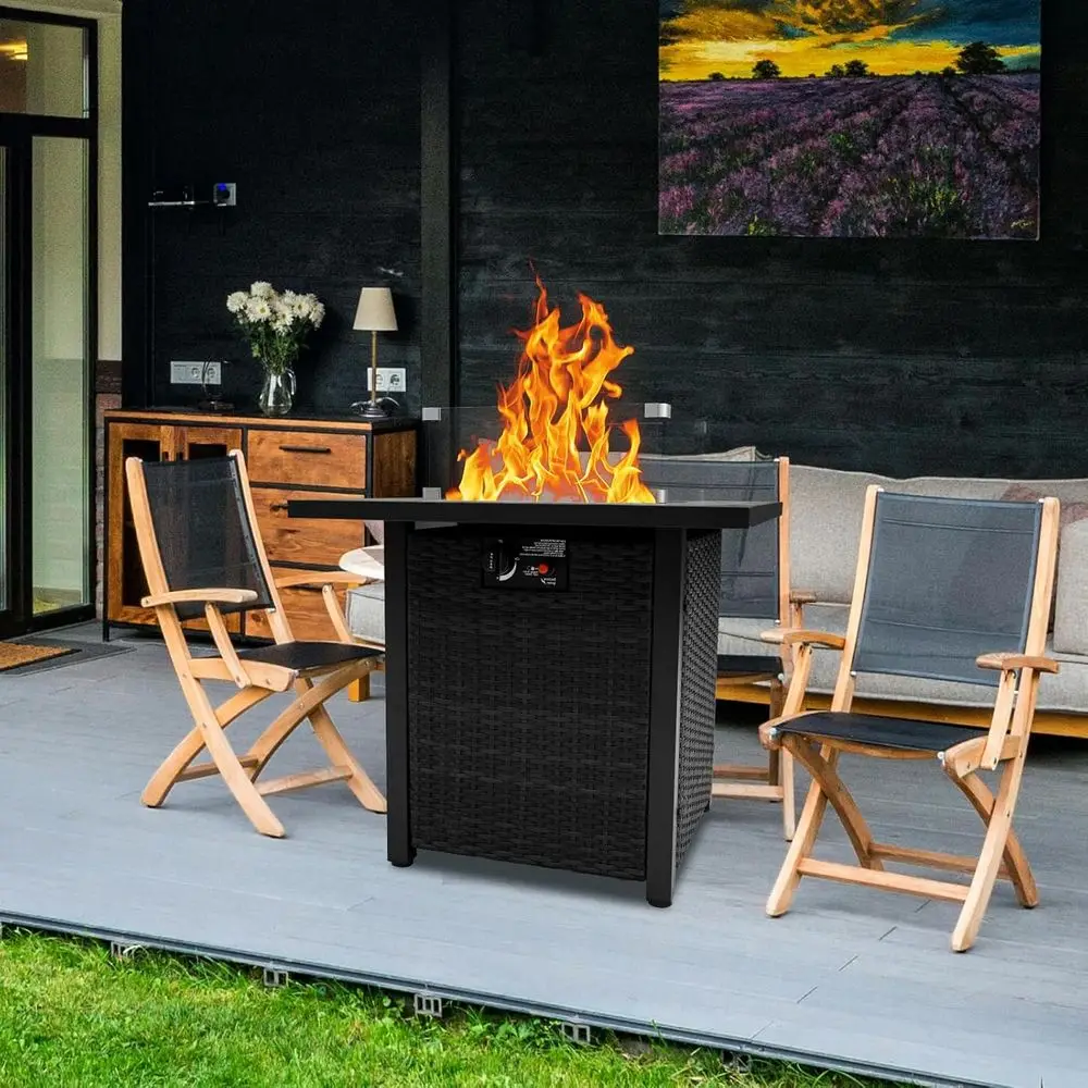 야외용 위커 가구 세트, 플러시 쿠션이 있는 라탄 섹셔 - Outdoor Furniture Set With Fire Pit 리뷰 및 가격