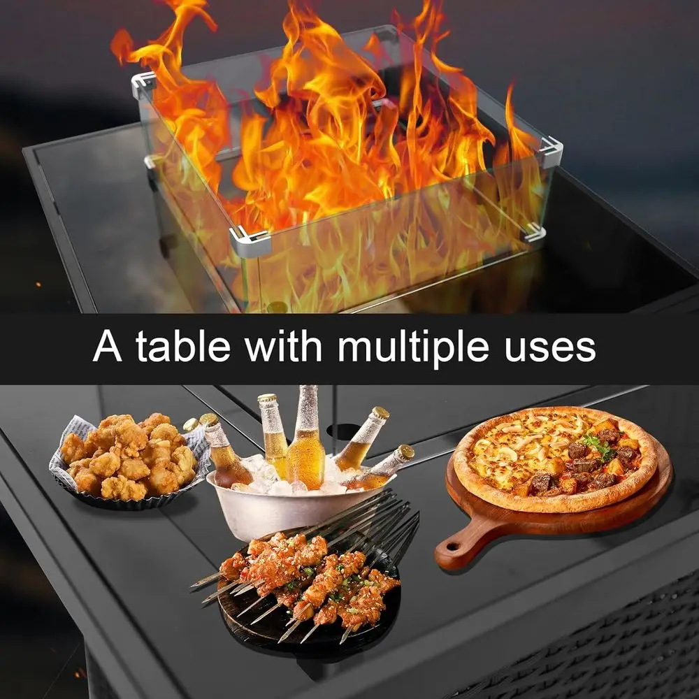 야외용 위커 가구 세트, 플러시 쿠션이 있는 라탄 섹셔 - Outdoor Furniture Set With Fire Pit 리뷰 및 가격