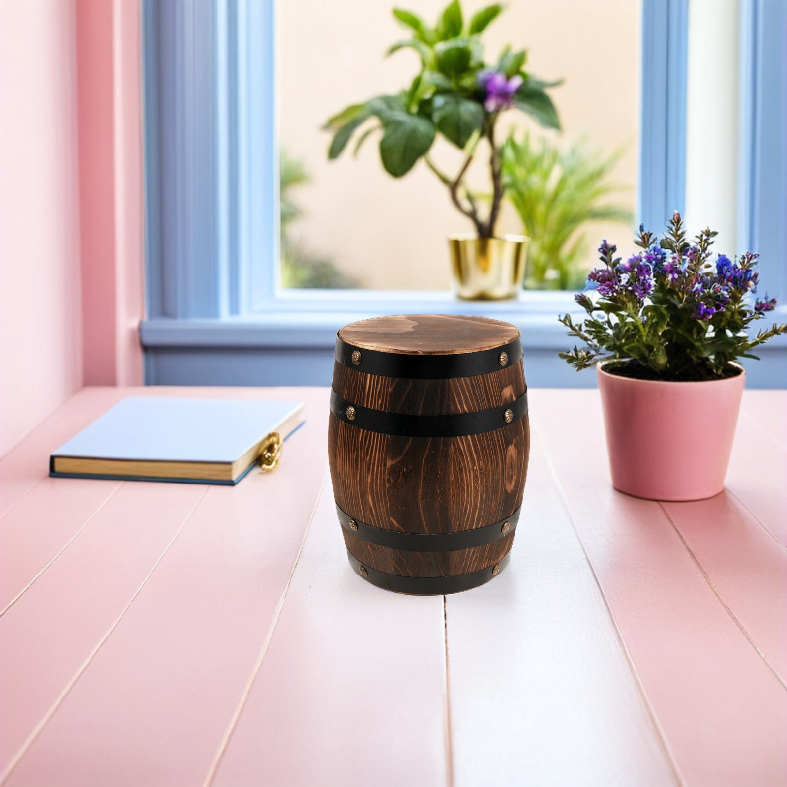 나무로 만든 야외용 배럴 스툴 빈티지 위스키 배럴 스툴 - Outdoor Furniture Decor 리뷰 및 가격