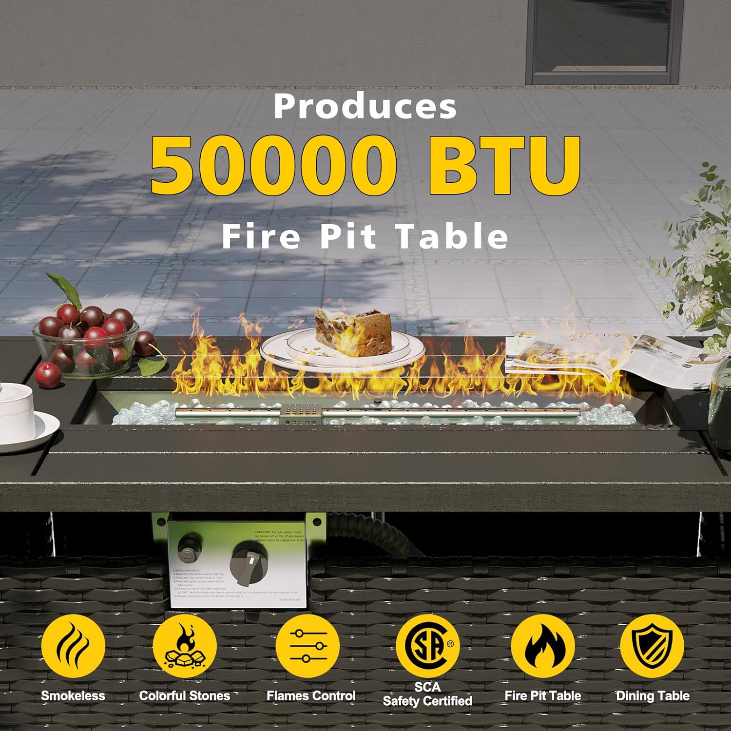 파티오 가구 세트(화덕 테이블 포함), 8피스 야외 섹 - Outdoor Furniture Set With Fire Pit 리뷰 및 가격