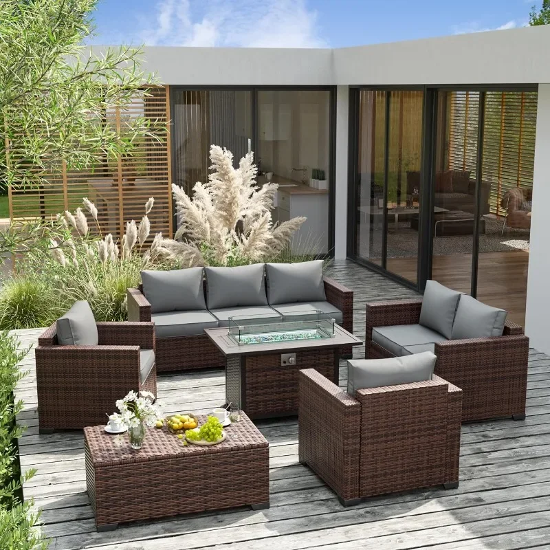 화덕 테이블이 포함된 가구 세트, 8피스 야외 대형 단 - Outdoor Furniture Set With Fire Pit 리뷰 및 가격