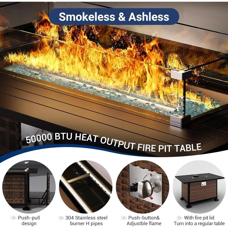 화덕 테이블이 포함된 가구 세트, 8피스 야외 대형 단 - Outdoor Furniture Set With Fire Pit 리뷰 및 가격