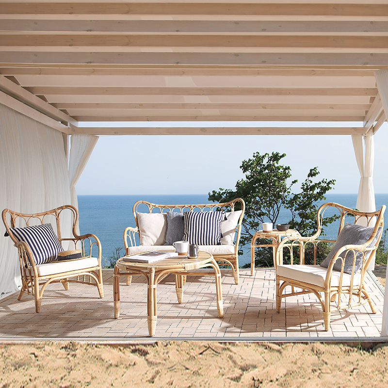 맞춤형 천연 라탄 소파 야외용 더블 의자 인스 스타일  - Outdoor Furniture Indonesia 리뷰 및 가격