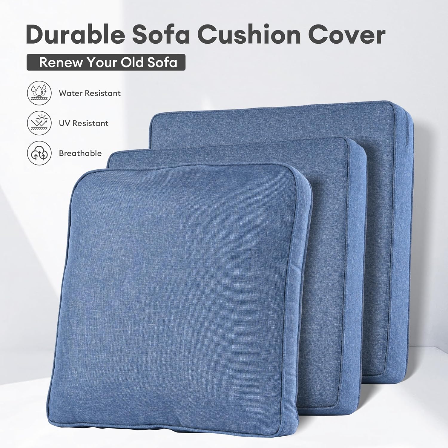 야외 파티오 가구 쿠션 커버, 데님 블루, 지퍼가 있는 - Outdoor Furniture Fabric Waterproof 리뷰 및 가격