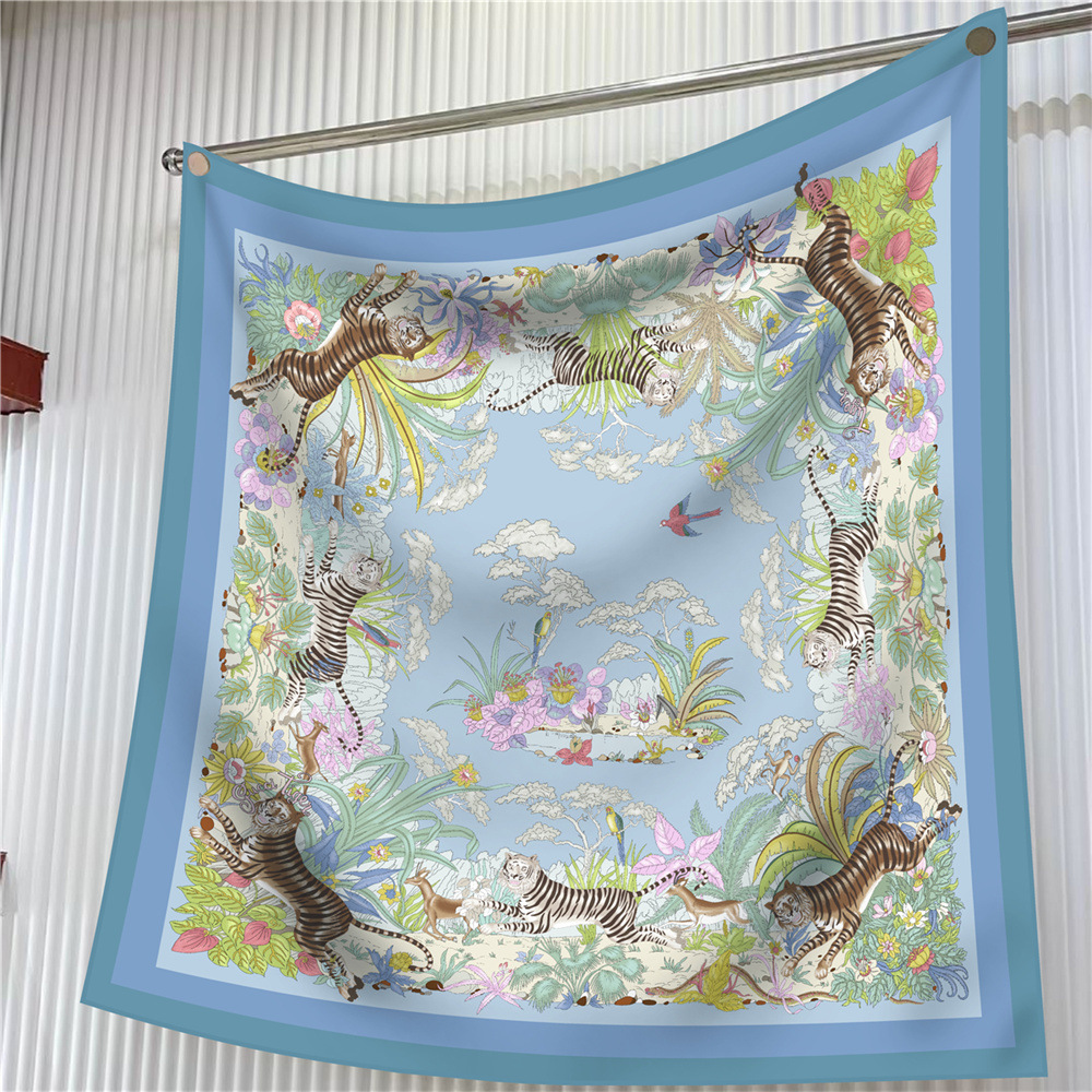 새로운 90cm 스카프 플라워 프린팅 여성용 트윌 스퀘 - Outdoor Furniture Decor 리뷰 및 가격