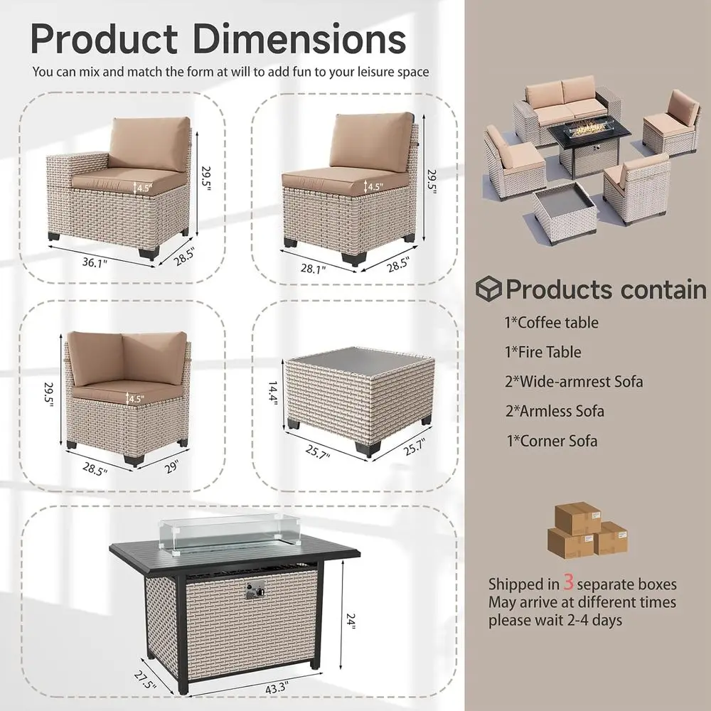 7피스 야외 파티오 가구 세트(화덕 포함), 유리 커피 - Outdoor Furniture Set With Fire Pit 리뷰 및 가격