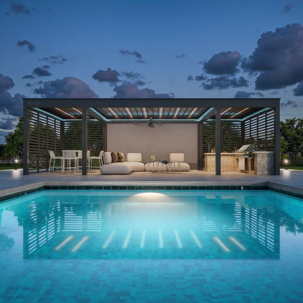 다양한 크기의 알루미늄 합금 직사각형 퍼걸라 레크리에이 - Outdoor Furniture For Pool 리뷰 및 가격