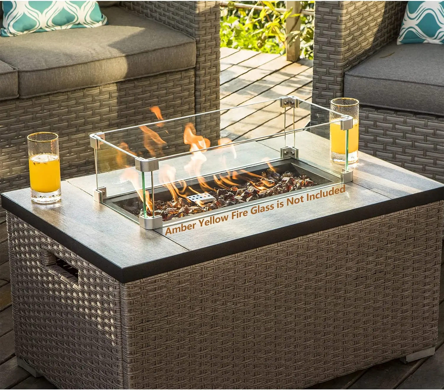 야외 가구 5피스 위커 섹셔널 소파 가스 화덕 파티오  - Outdoor Furniture Set With Fire Pit 리뷰 및 가격