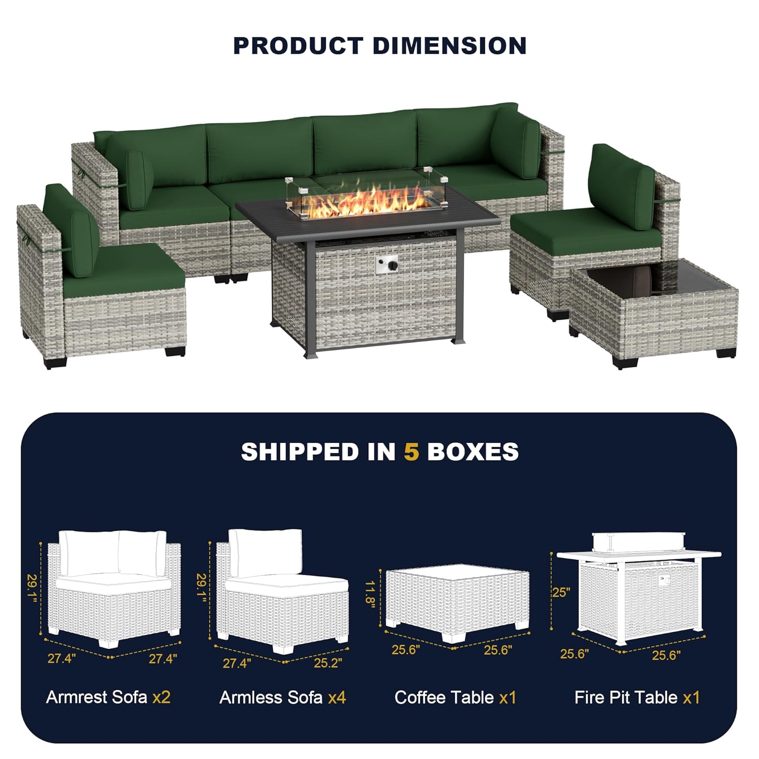 8피스 야외 파티오 가구 세트(55,000 BTU 화덕 - Outdoor Furniture Set With Fire Pit 리뷰 및 가격