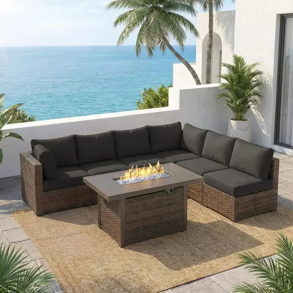 7피스 야외 파티오 가구 세트(42개의 화덕 포함),  - Outdoor Furniture Set With Fire Pit 리뷰 및 가격