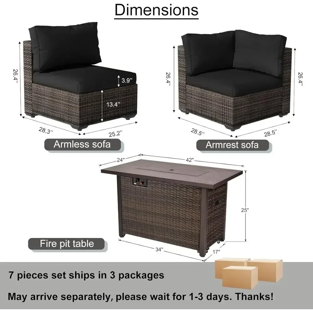 7피스 야외 파티오 가구 세트(42개의 화덕 포함),  - Outdoor Furniture Set With Fire Pit 리뷰 및 가격