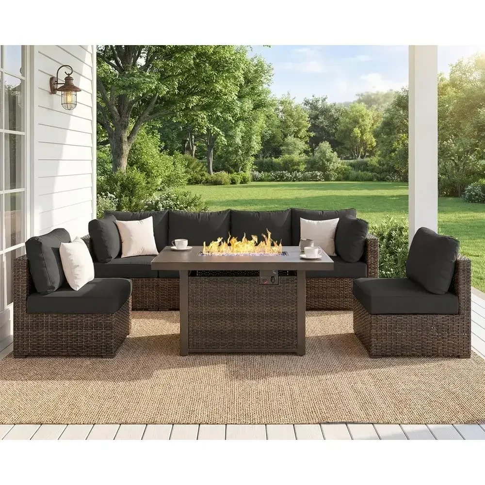 7피스 야외 파티오 가구 세트(42개의 화덕 포함),  - Outdoor Furniture Set With Fire Pit 리뷰 및 가격